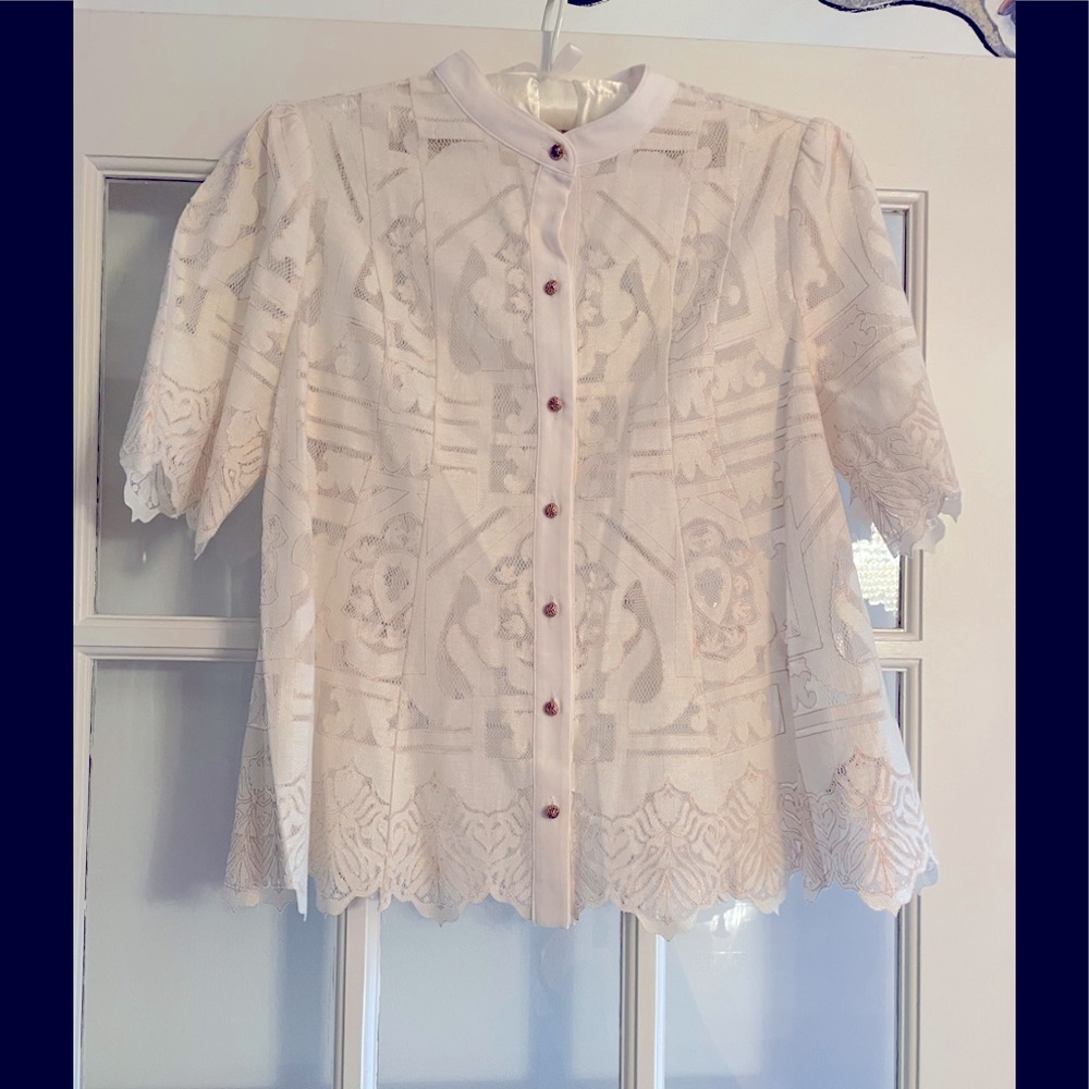 Anthropologie Cream Lace Blouse - Picture 10 of 11